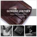 Genuine Leather Men's Wallet with Zipper Vintage RFID Blocking Large Capacity Wallet for Men with 11 Credit Card Slots and 1 ID Window (Black)