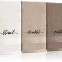 Peryiter 3 Pcs Farmhouse Bathroom Decor Hand Towels 14x29 Inch Cotton Bath Towels Rustic Embroidered for Boho Kitchen Decor Inspirational Christian Gift (Brown Series,Blessed Thankful Grateful)