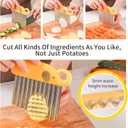 Crinkle Cutter & French Fry Cutter  Effortless Stainless Steel Wavy Slicer, Ergonomic Handle Vegetable Chopper, Fun Waffle Fry Potato Cutter, Cute Elephant Shaped Fruit Veggie Cutting Tool