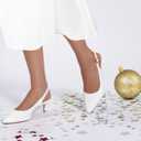 GENSHUO Low Kitten Heels Women's Slingback Dressy Pumps Pointed Closed Toe Ankle Strap Elegant Wedding Pumps Formal Comfortable Shoes, 7.5