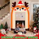 Christmas Reindeer Door Banner Decoration Xmas Door Cover Front Door Porch Banner Arch Red Reindeer Birthday Banner Wall Decor for Indoor Outdoor Yard Garage Photo Booth Prop Door Archway Decor