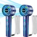 AaoLin 2pcs Portable Handheld Turbo Fan with 7000rpm High-Speed Motor USB Rechargeable Cooling Personal Fan 4-Speed, 4-16H Runtime, with Lanyard for Outdoor Travel, Women, Kids, Summer Gift