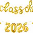 2 x Gold Class of 2026 Balloons 16 Inch Graduation Balloons Class of 2026 Balloon with Star Balloons for Graduation Decorations 2026