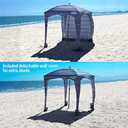 Qipi Beach Cabana - Easy to Set Up Canopy, Waterproof, Portable 6' x 6' Beach Shelter, Included Side Wall, Shade with UPF 50+ UV Protection, Ultimate Sun Umbrella - for Kids, Family & Friends (Sailor Stripes)