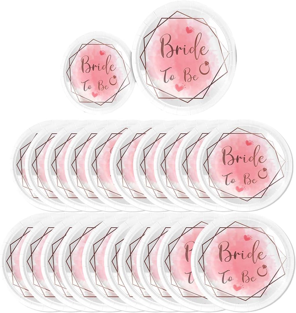 40 Pack Bridal Shower Paper Plates,Bride To Be Paper Plates, Bachelorette Party Decorations Wedding Shower Tableware Set Bride to Be Decorations for Women Engagement Party Favor