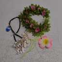 Princess Costume Accessories Set for Women Include Ocean Pendant Hawaii Flowers Garland Headband Flower Hair Clips 3 Boho Shell Anklet Hawaiian Party Costume Accessories Party Favors Dress Up Set