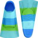Gintenco Swim Fins, Kids Swim Training Fins for Lap Swimming, Travel Size Flippers with Mesh Bag, Silicone Swimming Fins for Kids Teens Adults Women Men (S(Jr 2-3/ US Women 3-5), CH10)