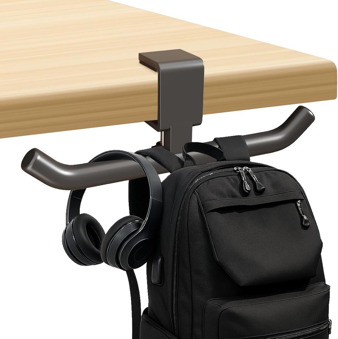 80-lb Heavy-Duty Bag Hook for Desk or Table,Adjustable Purse Hanger,Purse Hook,Backpack Holder for Table & Handbag Hanger,Space-Saving Organizer for Classroom, Dorm Office,Home,and Cafe Tables (Black)