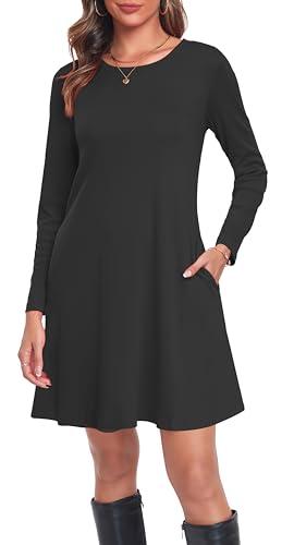 Moskill Long Sleeve Tshirt Dresses for Women with Pockets Casual Loose Swing Dress Large Black L Moskill Long Sleeve Tshirt Dresses for Women with Pockets Casual Loose Swing Dress Large Black L