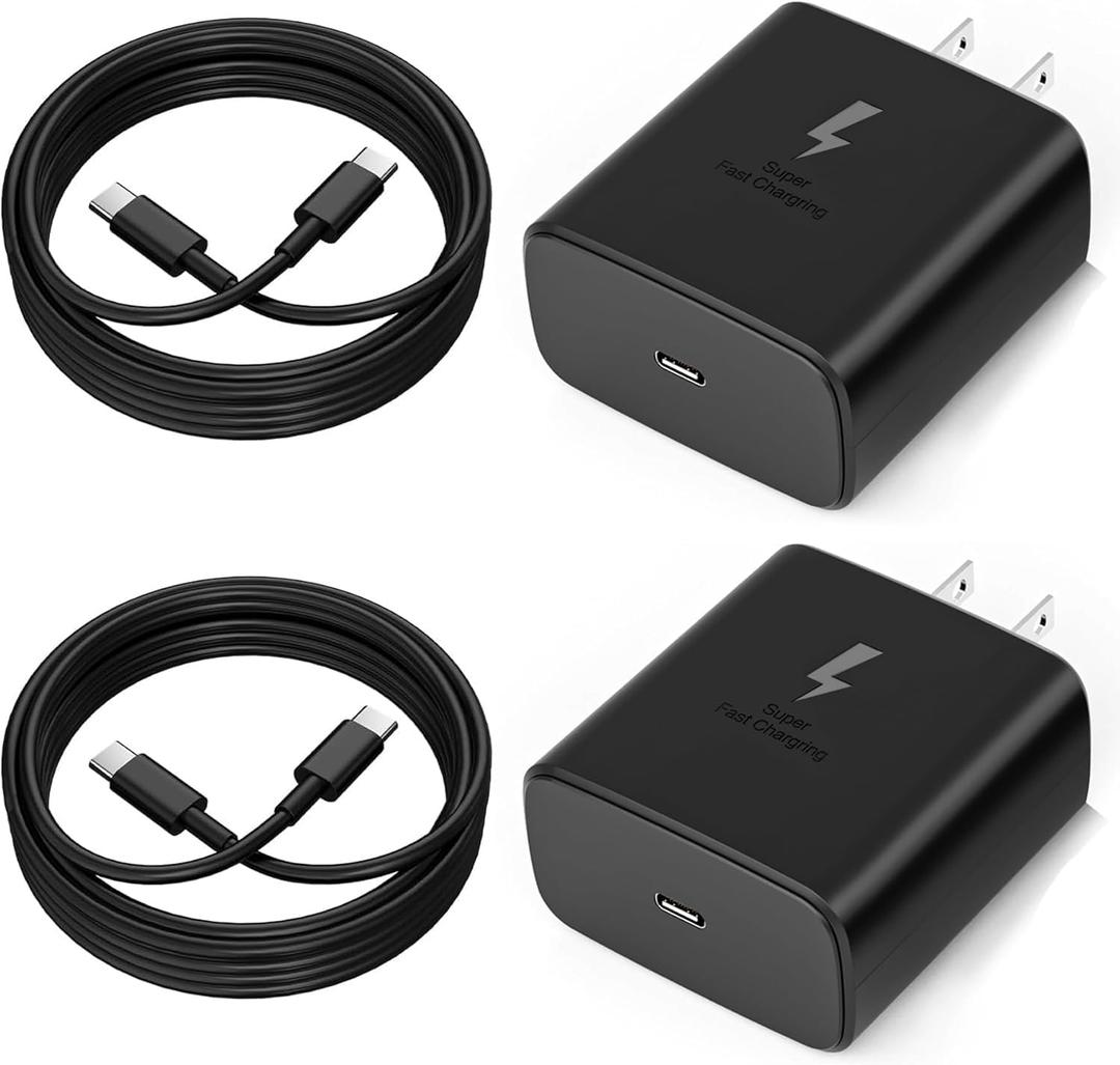 2025 New 45W Super Fast Charger USB C PD3.0 [2 Pack] with 6FT Type C Charging Cable Cord for Samsung Galaxy S25 Ultra/S25/S25+/S24/S24+/S24Ultra/S23+/S23 Ultra/S22 Ultra Galaxy Tab PPS Wall Charger2.0