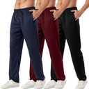 3PC or 5PC Men's Zipper Jogger Pants, Breathable & Flexible Fit, Comfortable for Sports & Casual Wear, Sweatpants for Men (Medium, Black/Maroon/Navy)