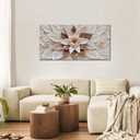 ORKARLUMENT Boho Floral Wall Art White and Brown Canvas Prints 20"X40"
