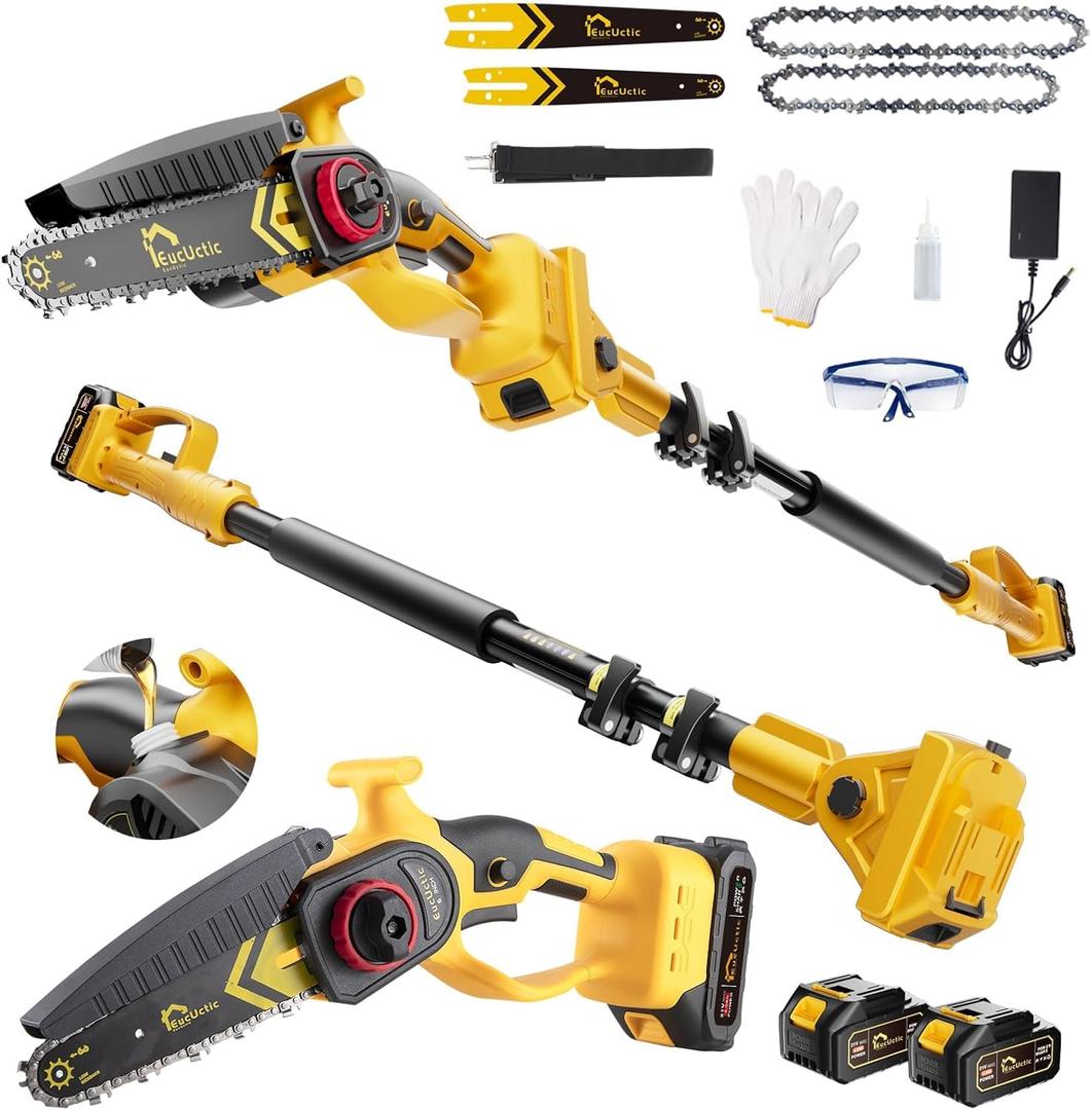 Cordless Pole Saw 3-in-1 with 6&8 Inch Mini Chainsaw, Battery Powered Electric Pole Saw for Tree Trimming with 24.0Ah Battery, Lightweight, Up to 14 FT Extendable Pole Saw for Home & Garden & DIY