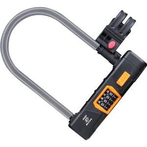 Grey Silicone 4-Digit Resettable Combination Heavy Duty Anti-Theft Locks,Keyless Lock for Outdoor,U-Lock with Sturdy Mounting Bracketfor Motorcycle, Ebikes,1 Set