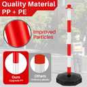 Konohan 12 Sets 34 Inch Parking Cone Delineators Post Traffic Cone Plastic Stanchion Set Stands Parking Barrier with Base 6.6 ft Chain S Hooks Reflective Collar (Red,White)