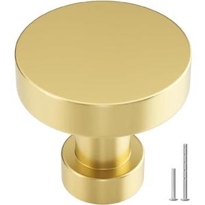 homdiy 30 Pack Gold Cabinet Knobs, Brushed Brass Dresser Knobs, Round Single Hole Cabinet Hardware for Drawer Bathroom Kitchen
