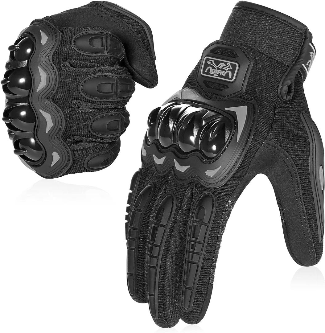 COFIT Motorcycle Gloves for Men and Women, Full Finger Touchscreen Motorbike Gloves for BMX ATV MTB Riding, Road Racing, Cycling, Climbing, Motocross - Black, M