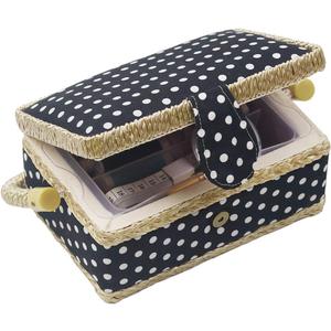 Sewing Basket Kit Sewing Box with Mini Sewing Accessories for Kids, Small (Black Polka Dot)