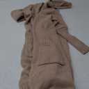 Aoysky Womens Long Cardigans Cable Knitted Open Front Oversized Hooded Outerwear Sweater Coat (Medium, Apricot)