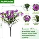 Artificial Flowers Fake Plants for Outdoors Spring Decoration, 13Bundles Silk Realistic UV Resistant Faux Flowers for Outside Planter Porch Yard Patio Garden Home Indoor, Purple
