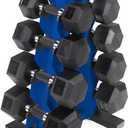 CAP Barbell 150 LB Coated Hex Dumbbell Weight Set with Vertical Rack | Multiple Options