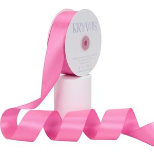 Double Faced Hot Pink Satin Ribbon, 1-1/2 Inch X 50 Yards Polyester Ribbon for Gift Package Wrapping, Crafts, Bow Making, Sewing, Flower Bouquet, Wedding Party Decor