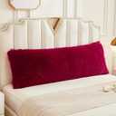 WERDIM Shaggy Fluffy Faux Fur Body Pillow Cover 21"x54" Button Closure Velvet Pillow Shams Throw Body Pillowcase Long Decorative Bed Pillow Case(Burgundy, 21 X 54 Inches)