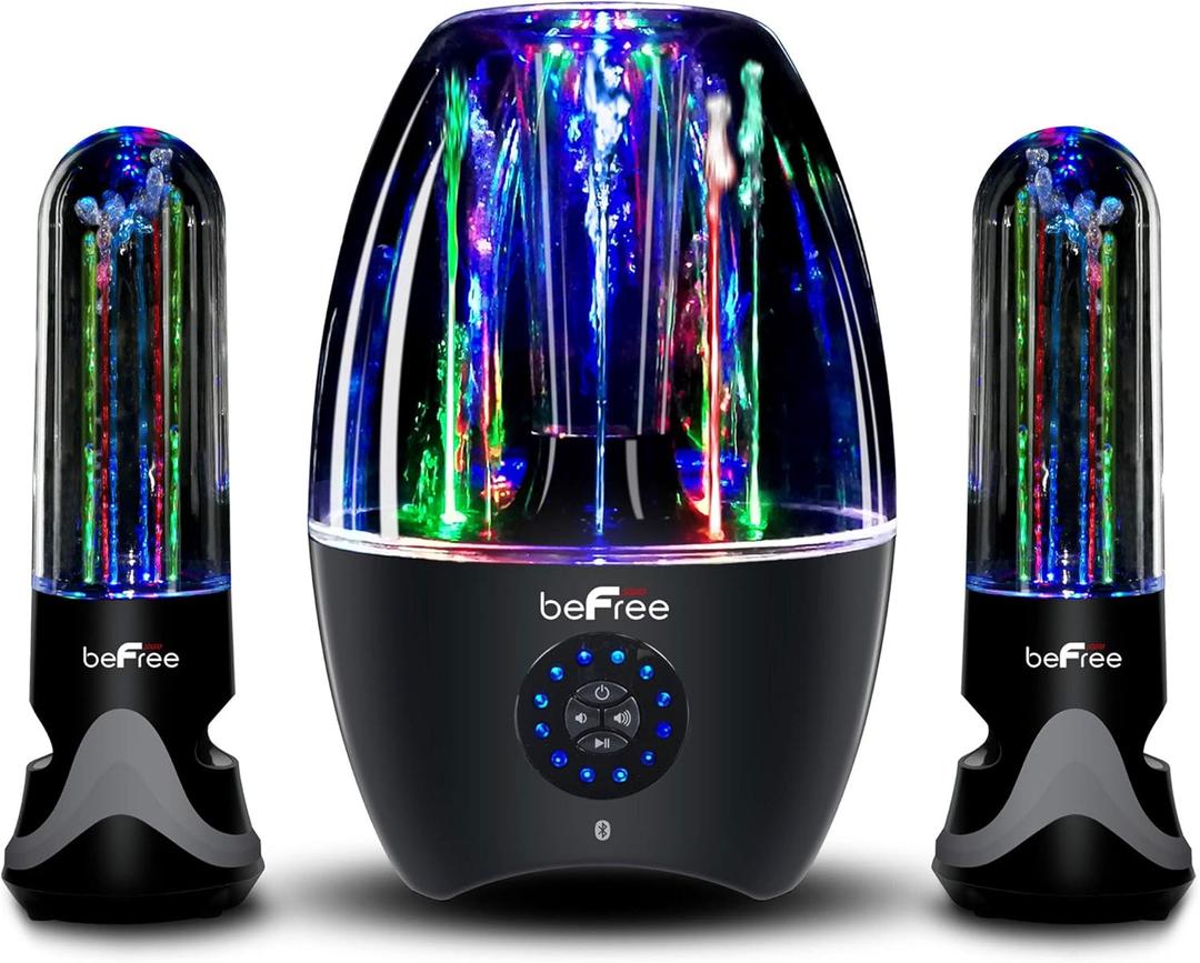 beFree Sound 2.1 Channel Bluetooth Multimedia LED Dancing Water Sound System,Black,BFS-Dancing Water