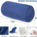 1 MIDDLE ONE Round Cylinder Bolster Pillow with Removable Velvet Cover, Tube Roll Cervical Pillow for Head, Neck, Back and Legs Support, 13"x 6", Blue