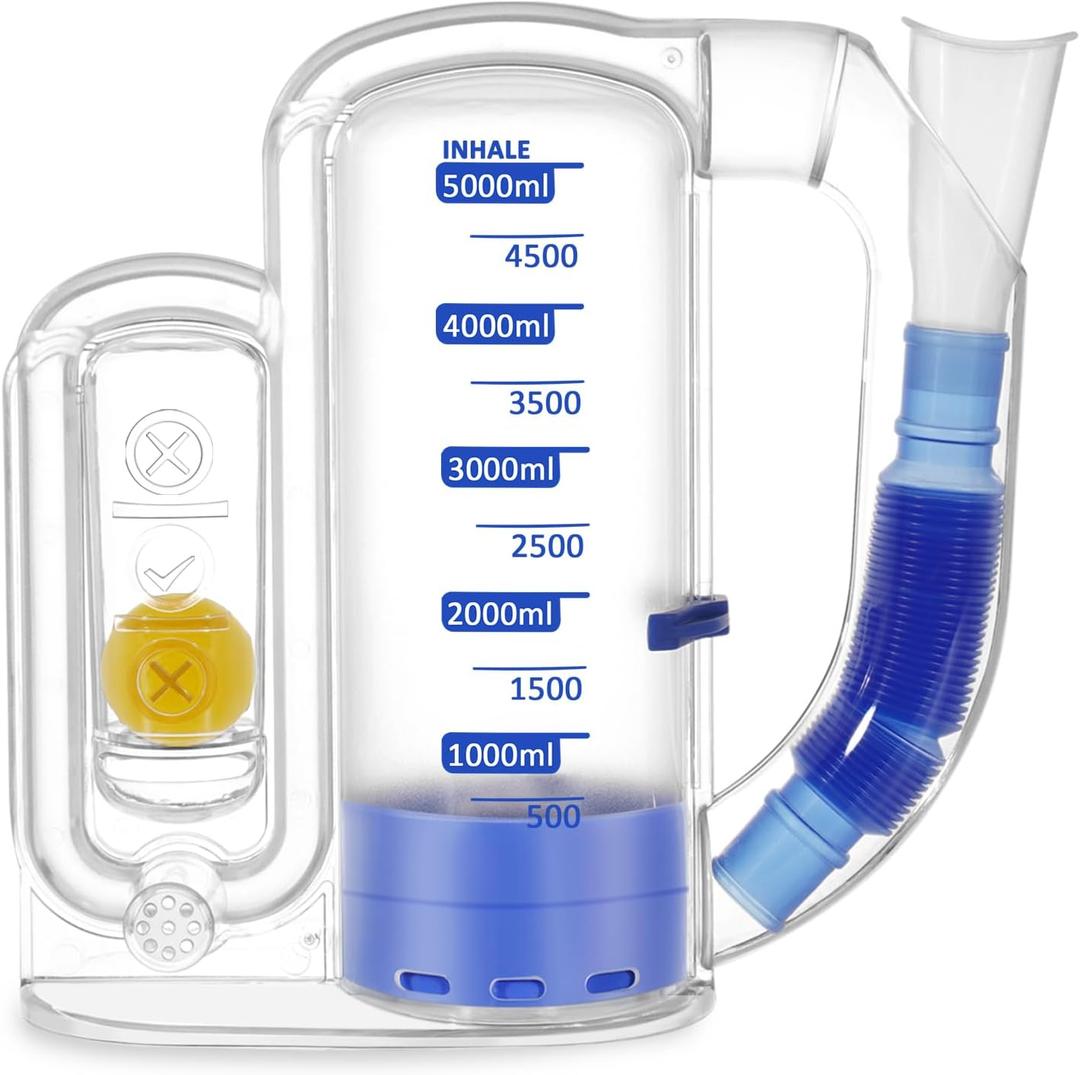Breathing Exercise Device for Lungs, Lung Exerciser Device, 5000ml Capacity for Deep Inhalation, Durable Medical-Grade PC Material | Airflow Indicator for Steady Inhalation Practice (Green)