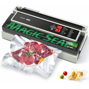 MAGIC SEAL 16'' Commercial Vacuum Sealer Machine, Meat Sealer Vacuum Packing Machine with Double Pump and Auto Cooling System, Sealing and Vacuum Time Control, Compatible with Mylar Bags