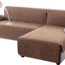Genina Sectional Couch Covers for Dogs L Shaped Sofa Covers Chaise Lounge Cover Reversible Couch Covers for Sectional Sofa L Shape Furniture Protectors Cover for Pets, Kids (Brown, Small)