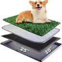 Dog Grass Pad with Tray - Indoor/Outdoor Artificial Turf Potty Training Mat for Puppies, 25"X20" Portable Dog Litter Box for Balcony/Patio, Washable Reusable Pee Pad and Fake Grass for Dogs