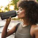 Navigate 32 oz Insulated Stainless Steel Sports Water Bottle with Spout & Handle Lids,Wide Mouth Water Jug with Double Walled Leak Proof Keep Cold for 24 Hrs Hot for 12 Hrs,Black