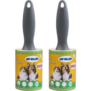 Lint Roller Pet Hair Value Pack of 500 Sheets, Extra Sticky Lint Remover for Dog & Cat Fur, Clothes, Furniture, Couches Reusable Rollers for Fuzz, Fluff & Hair (White, 2 Count / 500 Sheets)