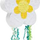 BLUE PANDA Pull String Daisy Pinata for Spring Flower Birthday Party Decorations (Small, 13 x 13 x 3 In) - Daisy Party Decorations