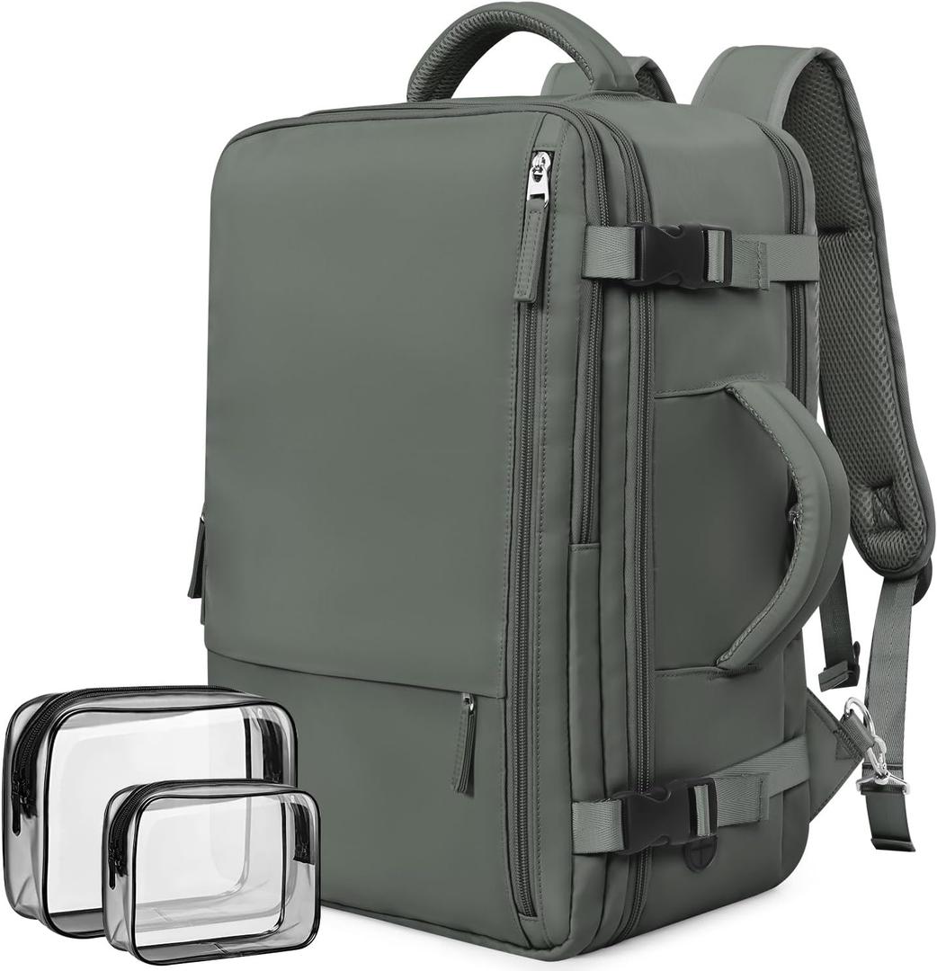 Rinlist Travel Backpack For Women Men Flight Approved, Carry-on Backpack Bag Luggage, Personal Item Backpack Bag, Laptop Backpack Casual Daypack, Travel Essentials Must Haves, Olive-green