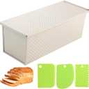 Premium Beige 13-inch Pullman Loaf Pan with Lid, 2.2 lb Sandwich Loaf Pan for Homemade Bread, PFTE and PFOA-Free Non-Stick Rectangle Bread Pan, Safe and Healthy, Easy to Clean