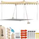 VILLEY Beach Tent Sun Shelter with UPF50+ Protection, 1110FT Portable Sun Shade with 4 Stability Poles, 8 Ground Pegs, 4 Sandbags and Sand Shovel, Outdoor Beach Canopy for Camping Trips, Picnics