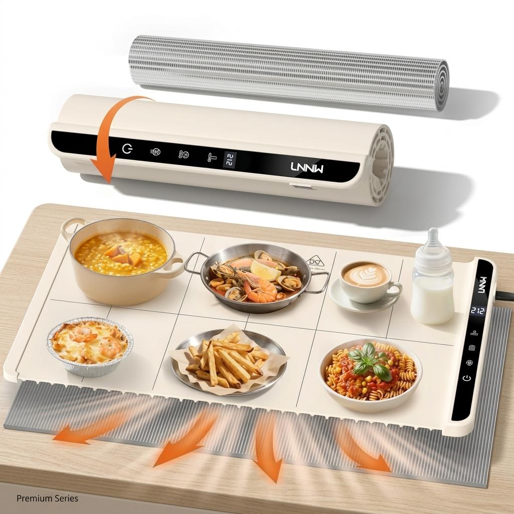 Food Warming Mat with Heat-Resistant Pad, 26X15 Inch, 6-Level Temp 6-Hour Timer, Child Lock Safety,Food Warmer Chafing Dishes for Buffet.