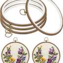 PATIKIL 7inch Embroidery Hoop, 4pcs Cross Stitch Hoop Rubber Imitated Wood Circle Frame Ring for Embroidery Art Craft Sewing Ornaments Hanging Decoration