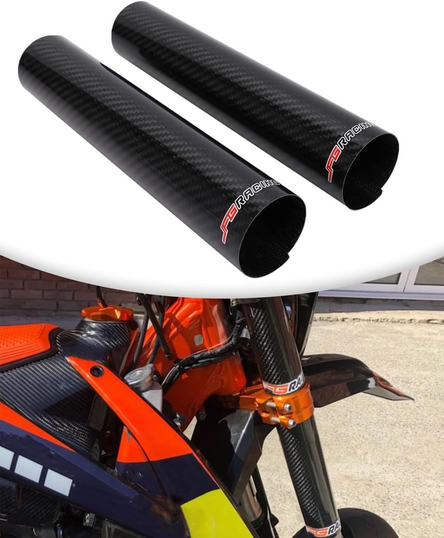 JFG RACING Motorcycle Carbon Fiber Fork Wrap Boots Gator Guard Protector Front Shock Covers Gaiters For Most Dirt Bike, Motorcycles, 2 PCS 210mm