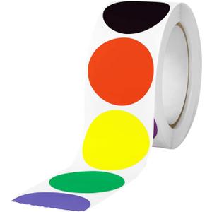500 Pcs Colored Dot Stickers, 1" Round Color Coding Labels Writable Self-Adhesive 8 Color Style Colorful Circle Dot Sticker for Office, Classroom, Family, Yard Sale (500 Labels per Roll)