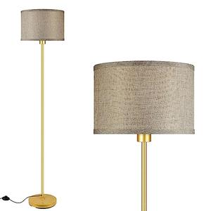 Floor Lamp Gold, Standing Lamp, 58" Small Tall Lamps with Jute Lampshade, Simple Pole Lamp for Bedroom, On/Off Footswitch, Gold Lamps for Living Room/Office/Boho,Christmas Gift for Kids(No Bulb)
