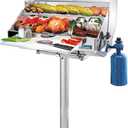 Magma T10-185 Double Locking Stowable Pedestal Mount for Single Mount Rectangle Grills and Tables | Stainless Steel Boat BBQ Mount