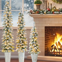 Set of 3 Pre-Lit Snow Flocked Artificial Christmas Trees 