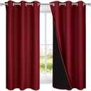 NICETOWN 100% Blackout Panels, Thermal Insulated Black Liner Curtains for Kitchen Room, Cold Blocking Drapes for Window Decoration (Set of 2, Burgundy Red, 42-inch Wide by 63-inch Long)