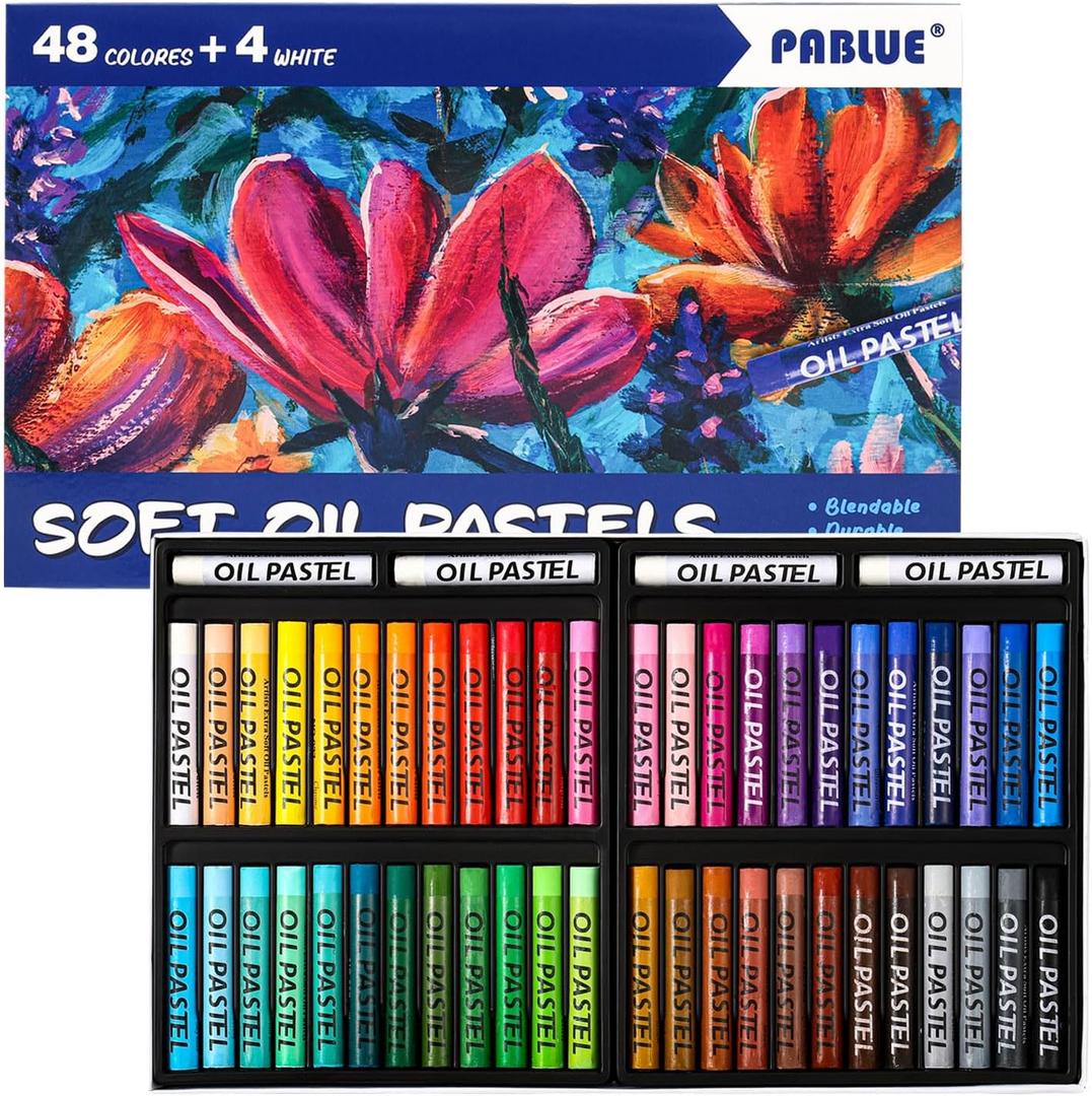 Oil Pastels 48 Colors, Soft Oil Pastel Crayons for Drawing Blending,Layering, Shading, Art Supplies Gift for Artists, Beginners