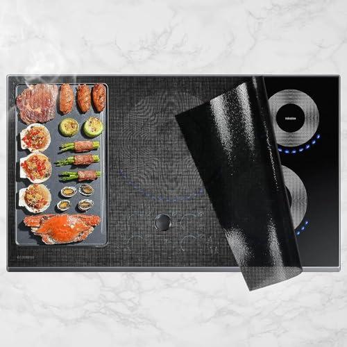 Cook's Aid Large Induction Cooktop Protector Mat 20.4x30.7 inch,Translucent (Magnetic) Stove Top Cover for Electric Stove, Silicone Stove Mat for Glass Top Stove,Glass Top Stove Cover