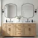 ANDY STAR 24"x30" Black Scalloped Mirror, Bathroom Mirrors for Over Sink, Black Framed Mirror with Elegant Curved Scallop Design, Premium Stainless Steel Thin Frame, Hangs Horizontally or Vertically